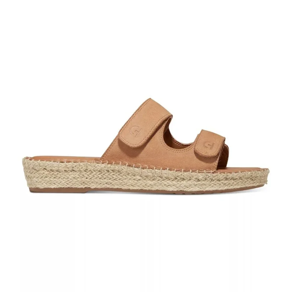 Cole Haan Leather Cloudfeel Espadrille Slide Sandals in Pecan Tan, 11B - Picture 2 of 13
